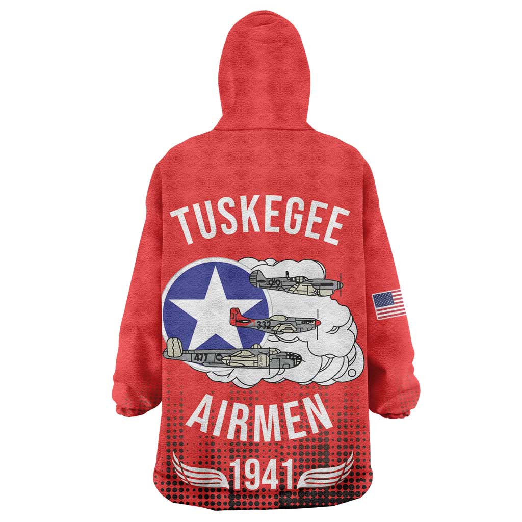 Tuskegee Red Tails Airmen WWII Tribute Wearable Blanket Hoodie 332nd Fighter Group - Red - African Pride