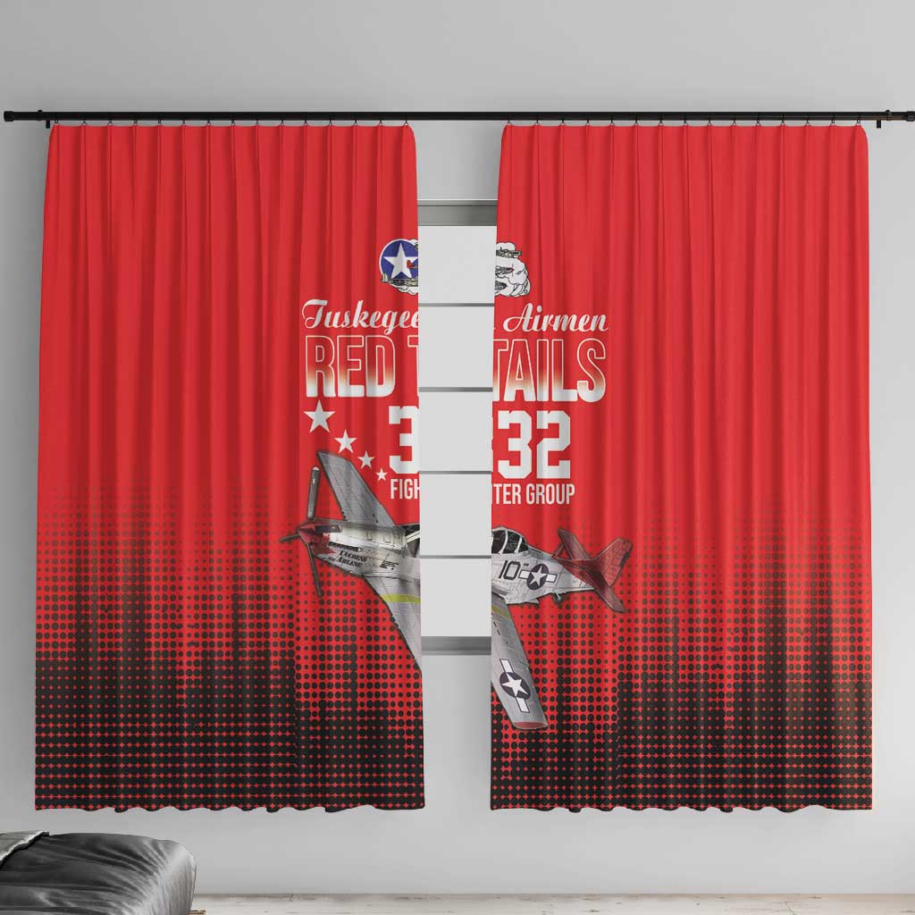 Tuskegee Red Tails Airmen WWII Tribute Window Curtain 332nd Fighter Group - Red - African Pride
