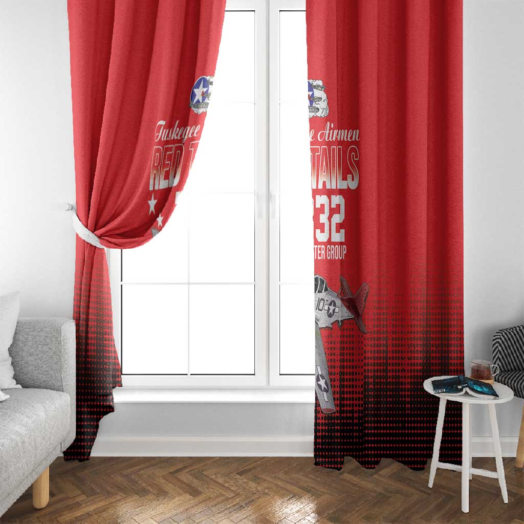 Tuskegee Red Tails Airmen WWII Tribute Window Curtain 332nd Fighter Group - Red - African Pride
