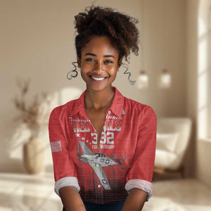 Tuskegee Red Tails Airmen WWII Tribute Women Casual Shirt 332nd Fighter Group - Red - African Pride
