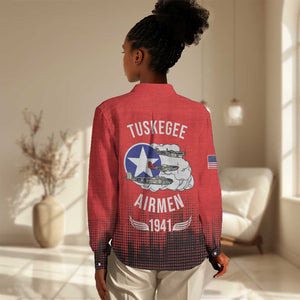 Tuskegee Red Tails Airmen WWII Tribute Women Casual Shirt 332nd Fighter Group - Red - African Pride