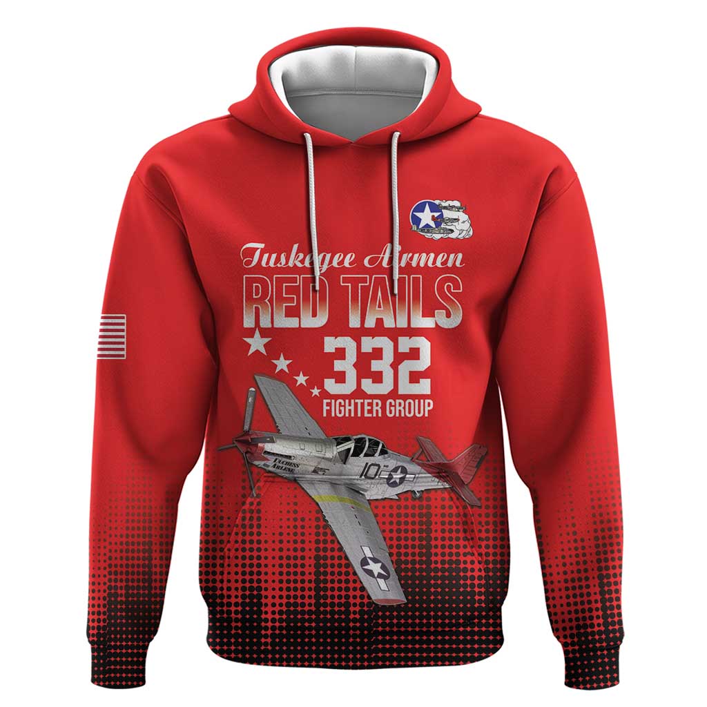 Tuskegee Red Tails Airmen WWII Tribute Zip Hoodie 332nd Fighter Group - Red - African Pride