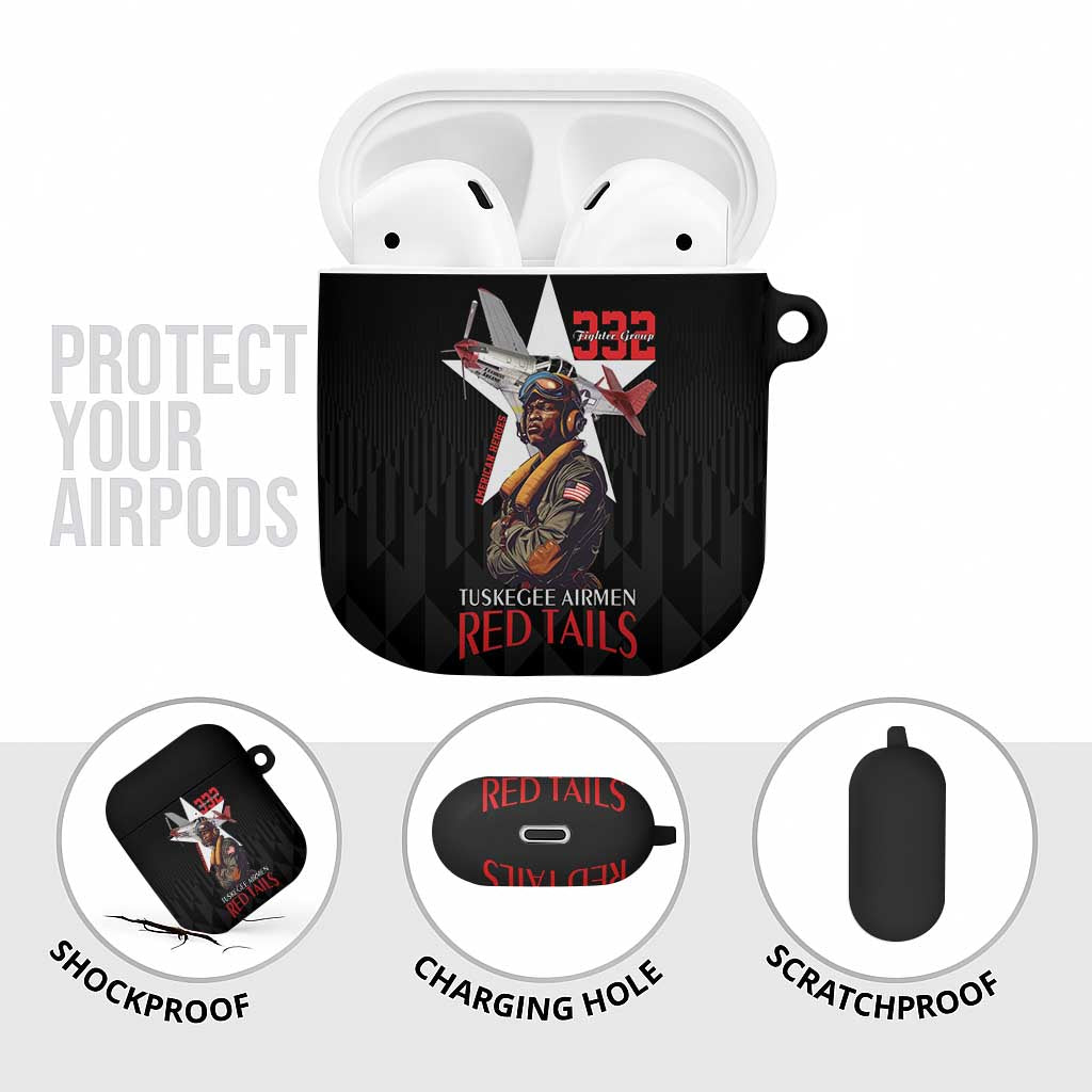 Tuskegee Airmen Red Tails Legacy AirPods Case African American Pilots - Black