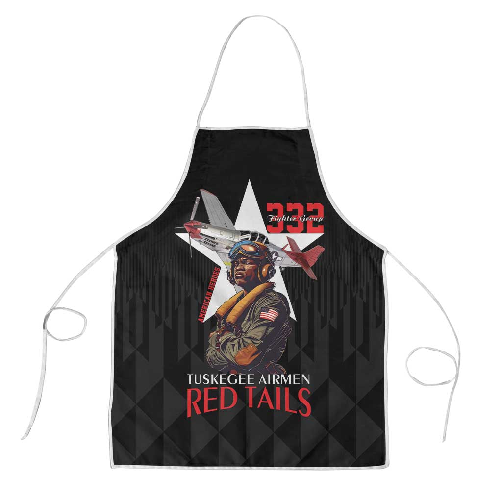 Tuskegee Airmen Red Tails Legacy Apron African American Pilots - Black