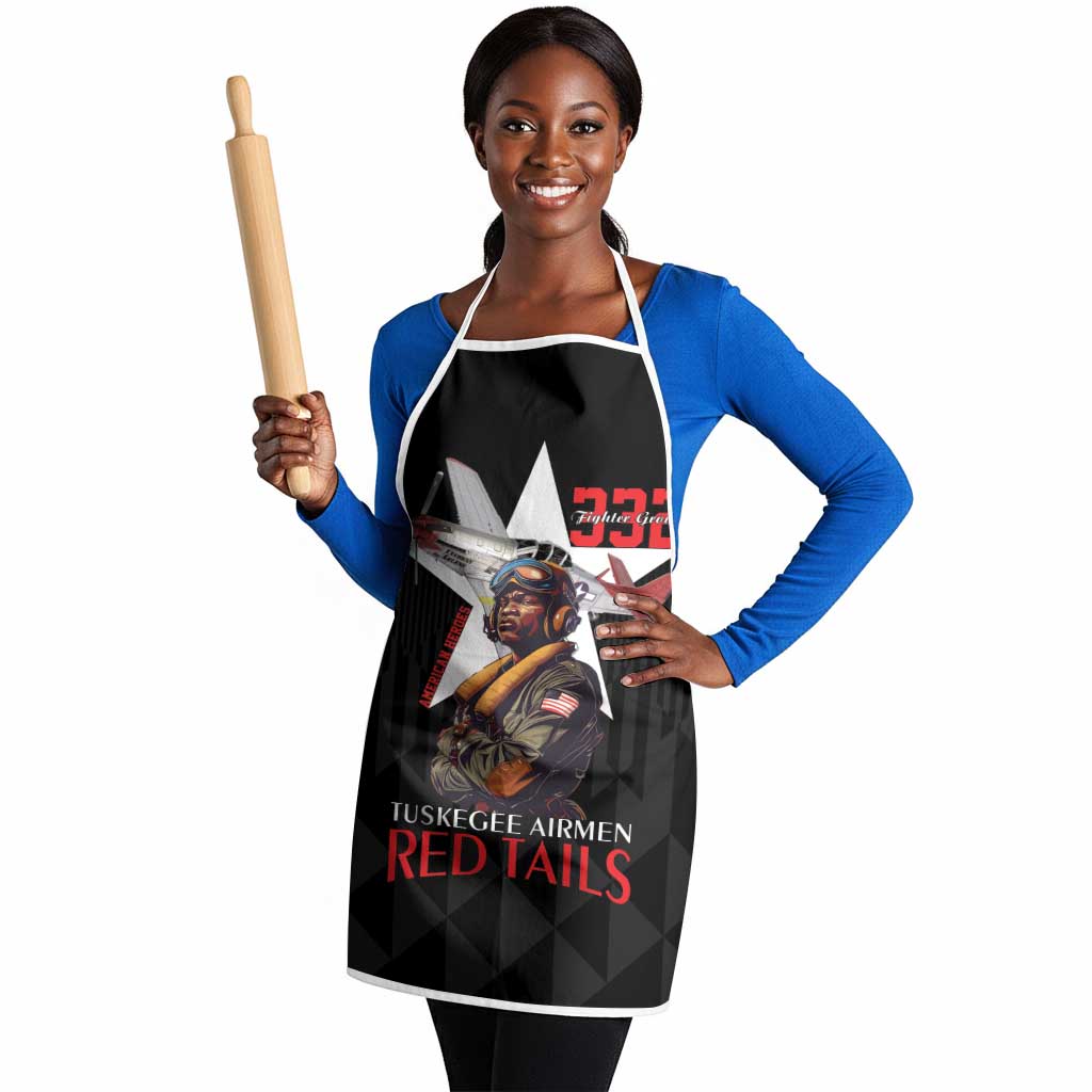 Tuskegee Airmen Red Tails Legacy Apron African American Pilots - Black