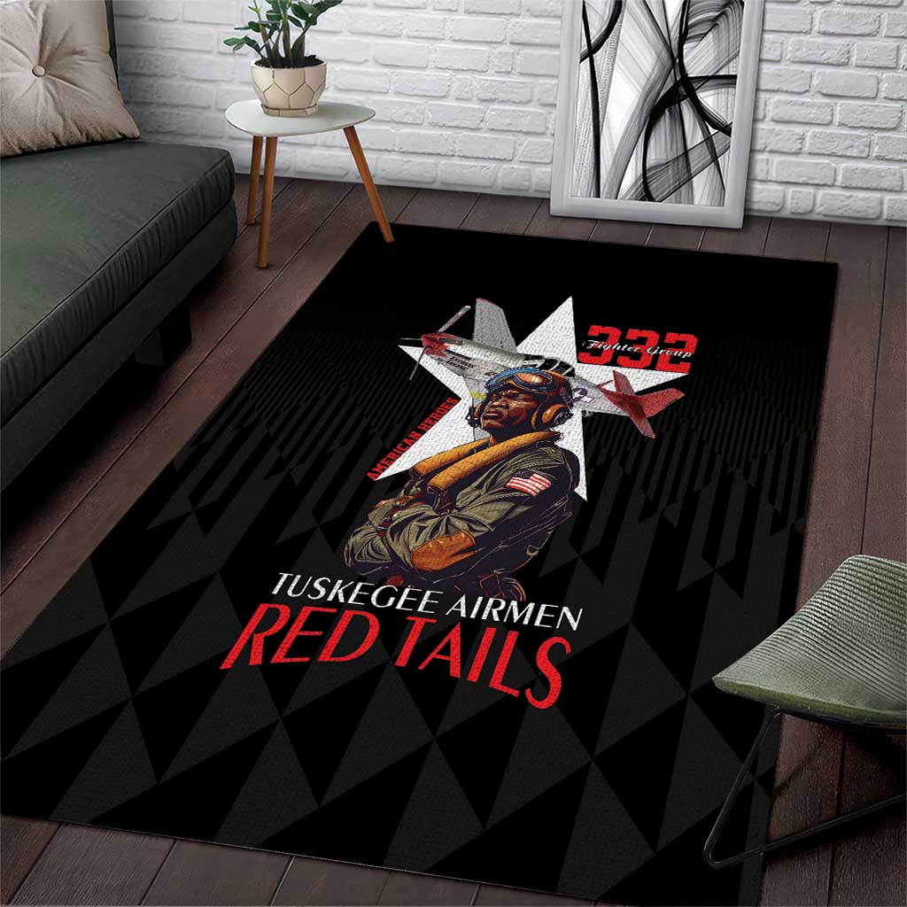 Tuskegee Airmen Red Tails Legacy Area Rug African American Pilots - Black - African Pride