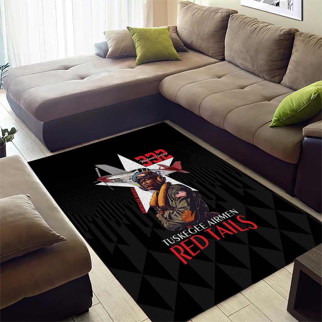 Tuskegee Airmen Red Tails Legacy Area Rug African American Pilots - Black - African Pride