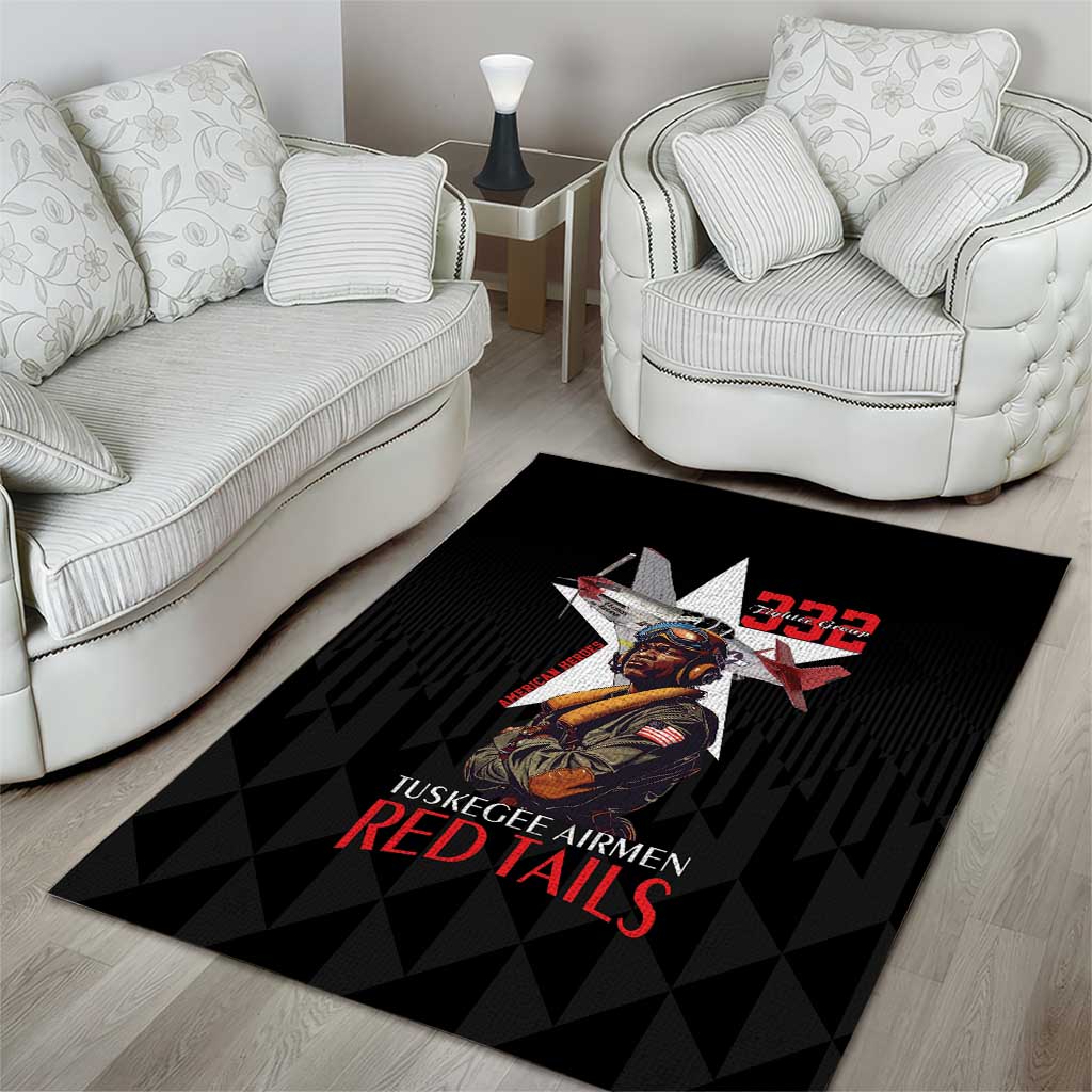 Tuskegee Airmen Red Tails Legacy Area Rug African American Pilots - Black - African Pride