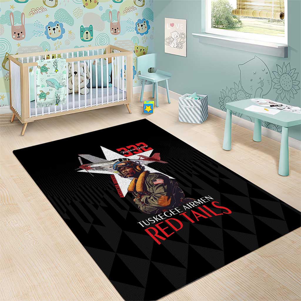 Tuskegee Airmen Red Tails Legacy Area Rug African American Pilots - Black - African Pride