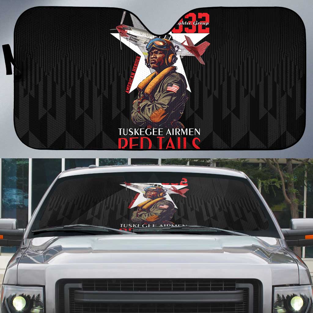 Tuskegee Airmen Red Tails Legacy Auto Sun Shade African American Pilots - Black
