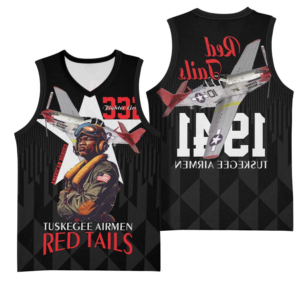 Tuskegee Airmen Red Tails Legacy Basketball Jersey African American Pilots - Black - African Pride