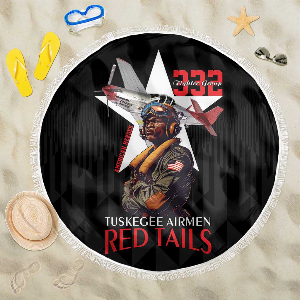 Tuskegee Airmen Red Tails Legacy Beach Blanket African American Pilots - Black - African Pride