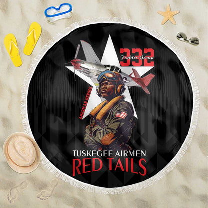 Tuskegee Airmen Red Tails Legacy Beach Blanket African American Pilots - Black - African Pride