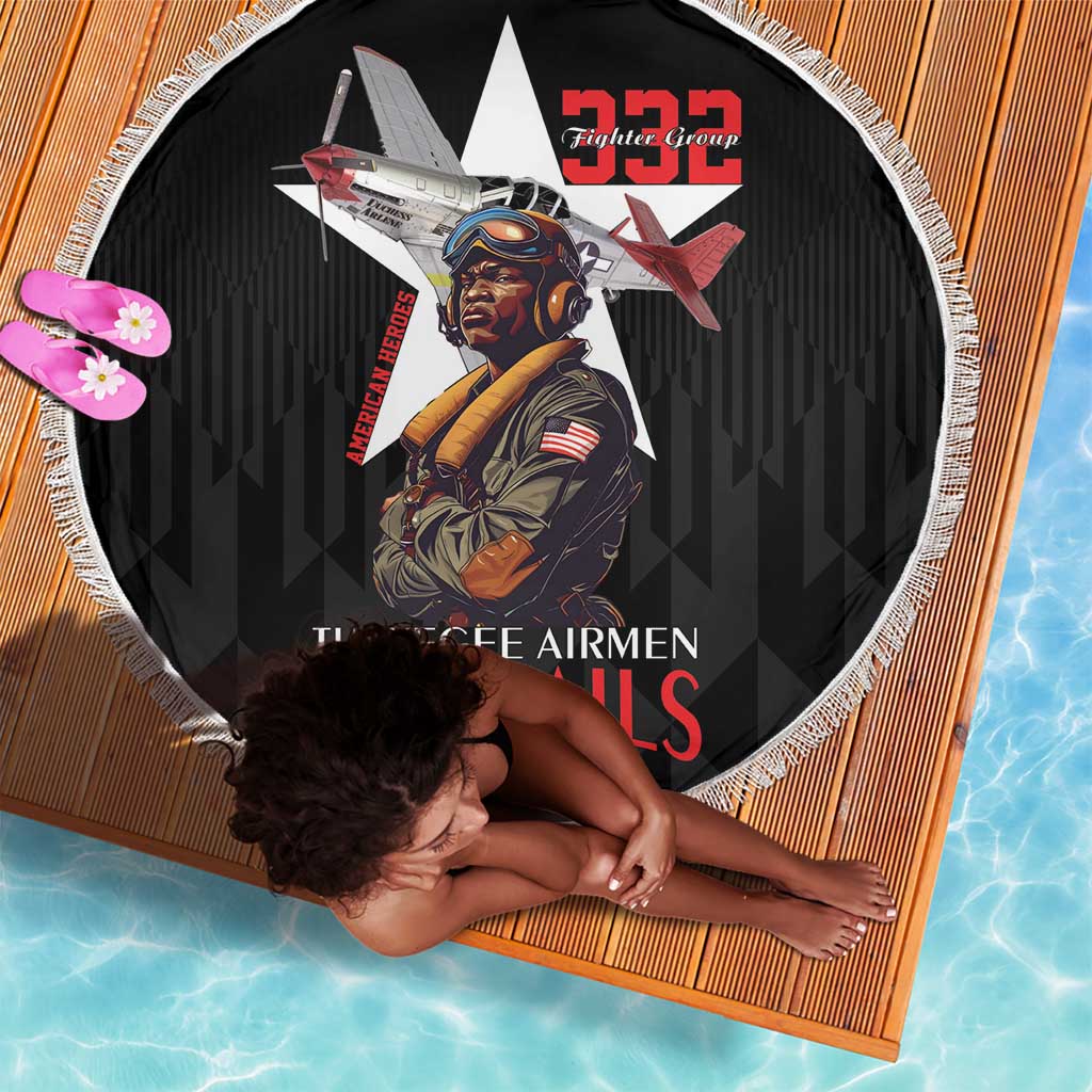 Tuskegee Airmen Red Tails Legacy Beach Blanket African American Pilots - Black - African Pride