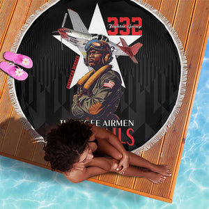 Tuskegee Airmen Red Tails Legacy Beach Blanket African American Pilots - Black - African Pride