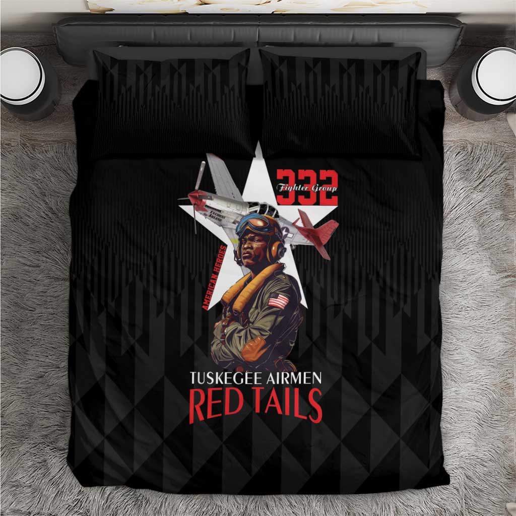 Tuskegee Airmen Red Tails Legacy Bedding Set African American Pilots - Black - African Pride