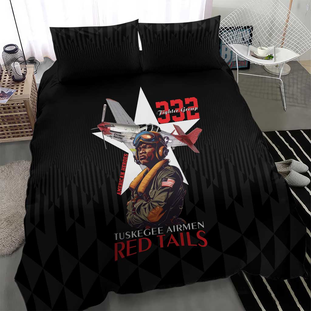 Tuskegee Airmen Red Tails Legacy Bedding Set African American Pilots - Black - African Pride