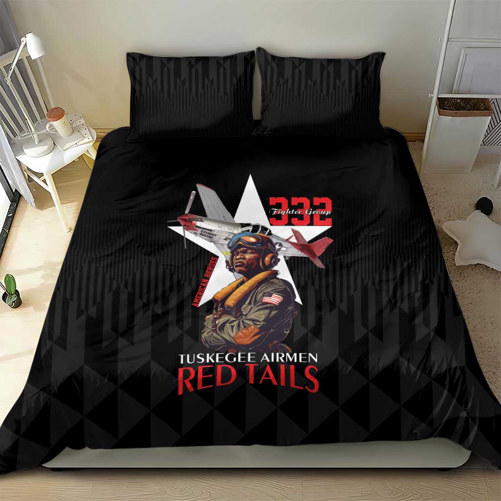 Tuskegee Airmen Red Tails Legacy Bedding Set African American Pilots - Black - African Pride