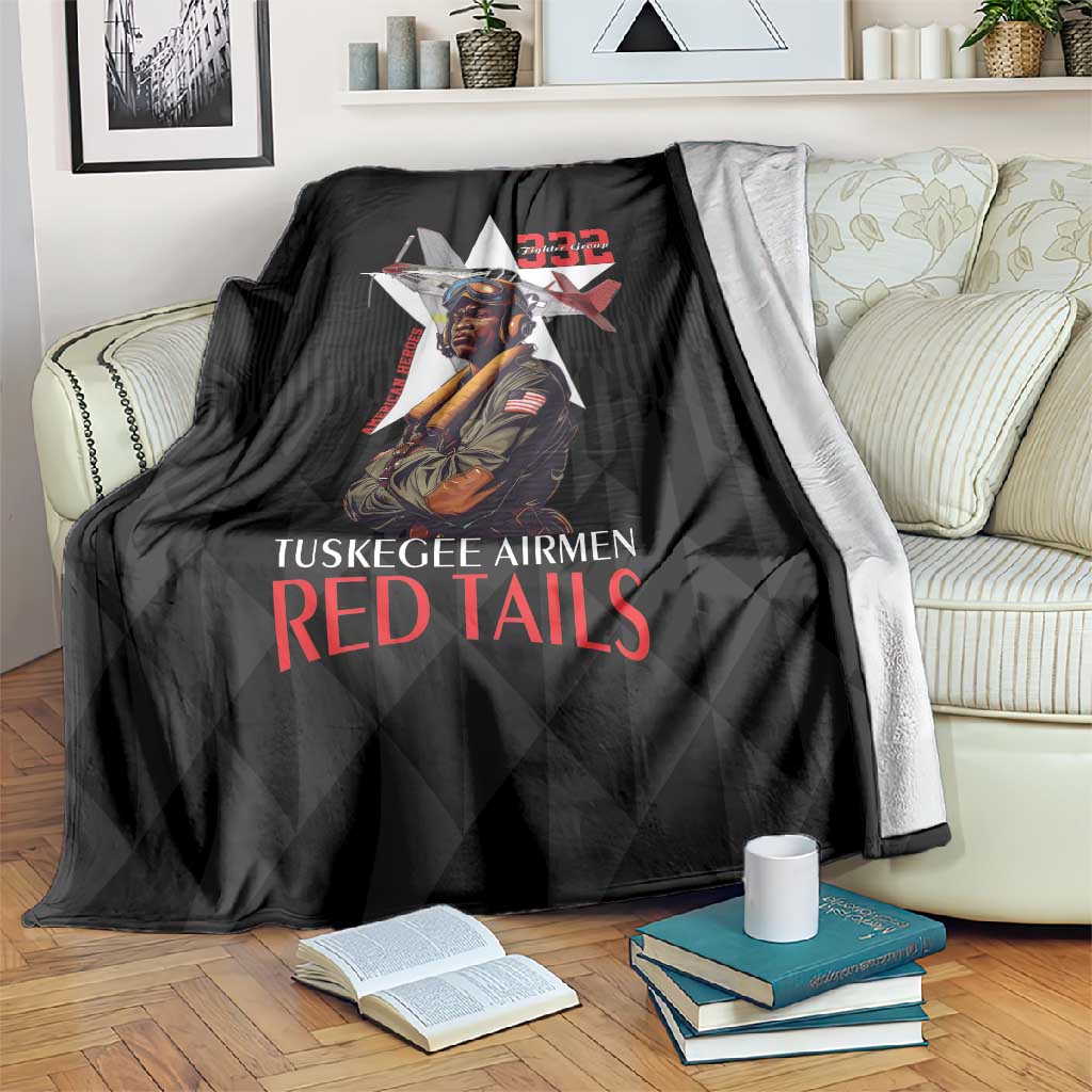 Tuskegee Airmen Red Tails Legacy Blanket African American Pilots - Black - African Pride
