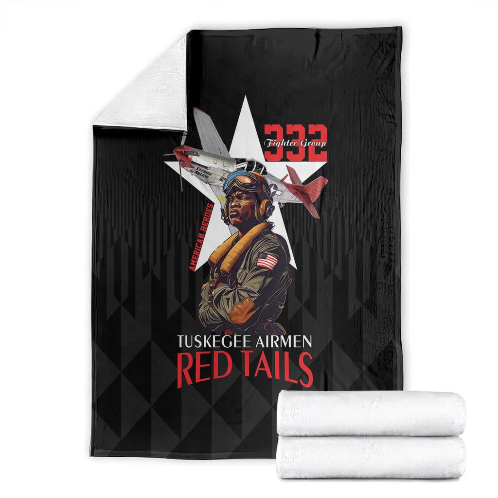 Tuskegee Airmen Red Tails Legacy Blanket African American Pilots - Black - African Pride