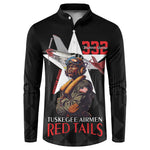 Tuskegee Airmen Red Tails Legacy Button Sweatshirt African American Pilots - Black