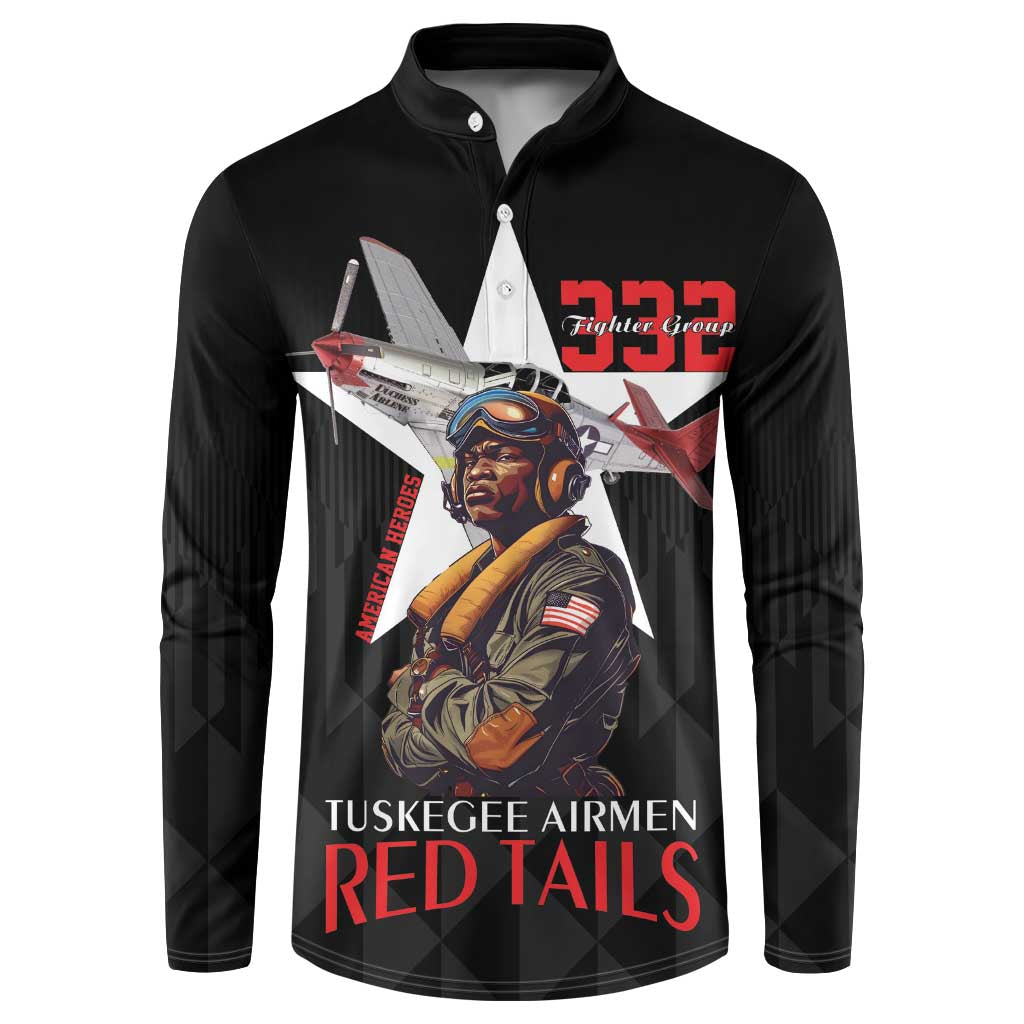 Tuskegee Airmen Red Tails Legacy Button Sweatshirt African American Pilots - Black