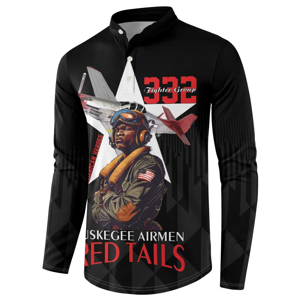Tuskegee Airmen Red Tails Legacy Button Sweatshirt African American Pilots - Black