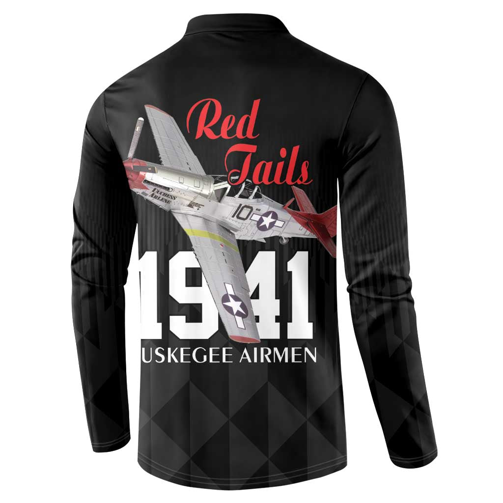 Tuskegee Airmen Red Tails Legacy Button Sweatshirt African American Pilots - Black