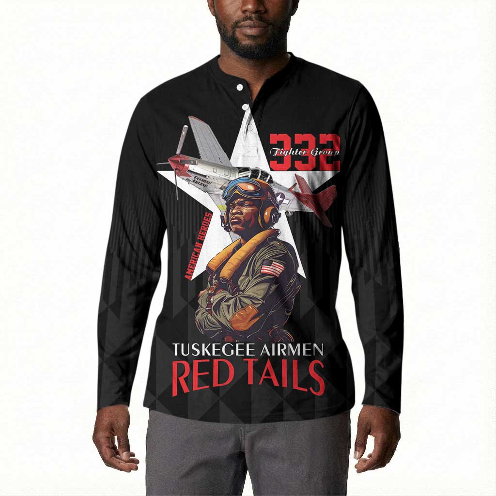 Tuskegee Airmen Red Tails Legacy Button Sweatshirt African American Pilots - Black