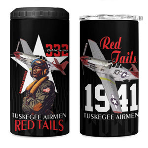 Tuskegee Airmen Red Tails Legacy 4 in 1 Can Cooler Tumbler African American Pilots - Black - African Pride