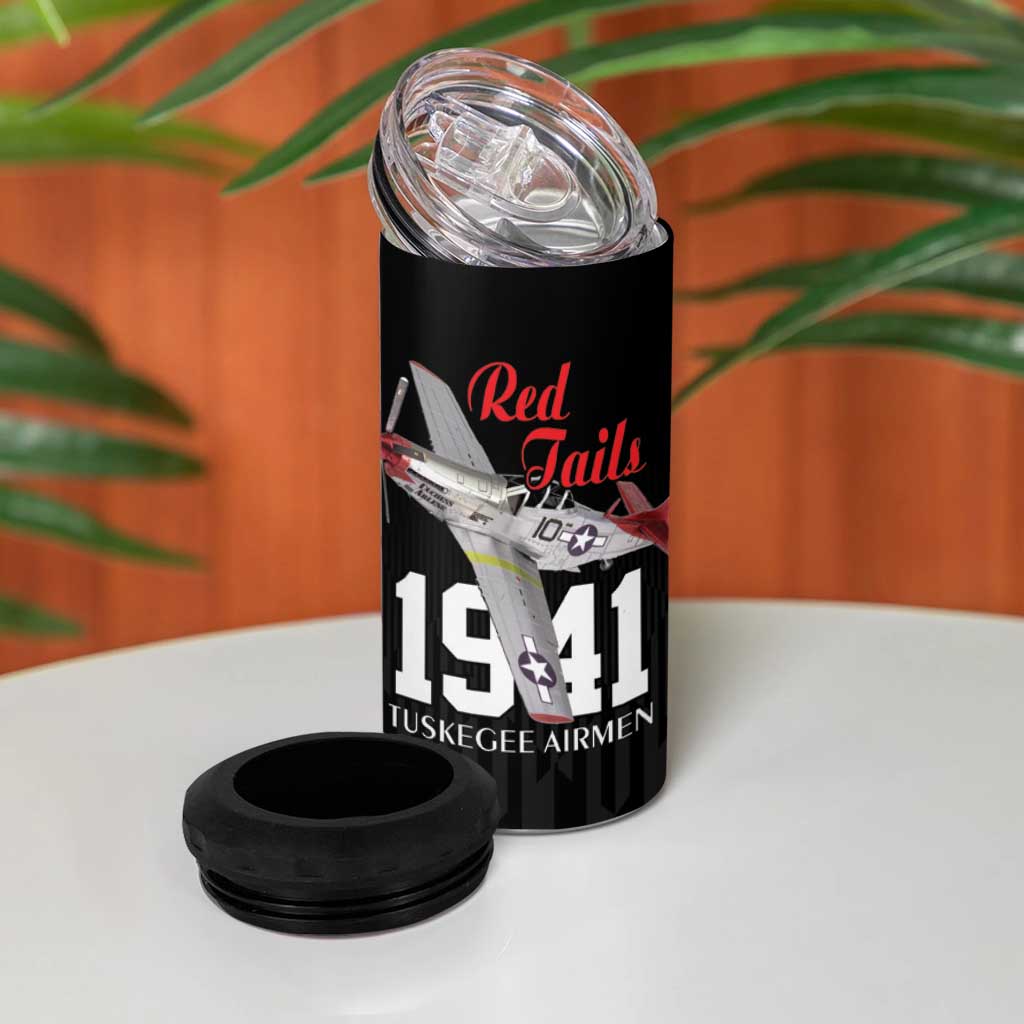 Tuskegee Airmen Red Tails Legacy 4 in 1 Can Cooler Tumbler African American Pilots - Black - African Pride