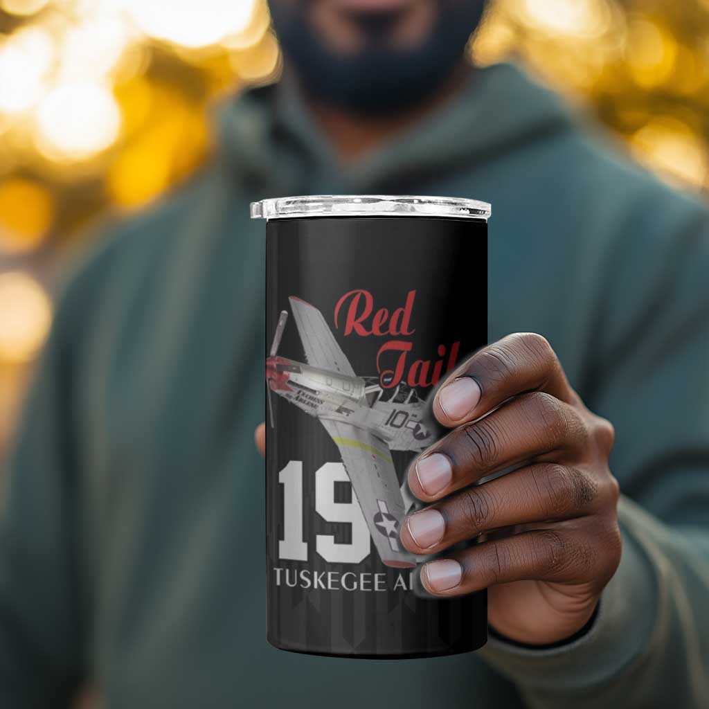 Tuskegee Airmen Red Tails Legacy 4 in 1 Can Cooler Tumbler African American Pilots - Black - African Pride