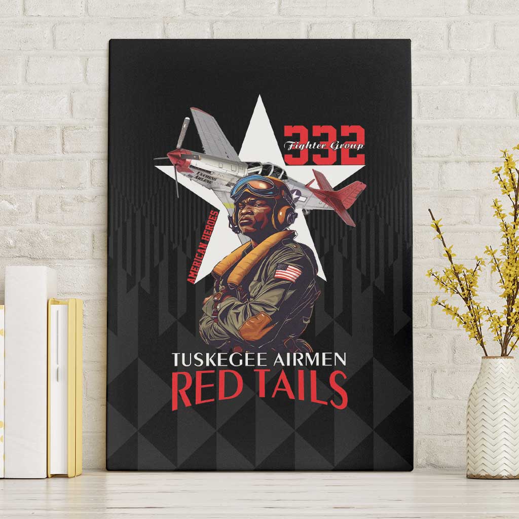 Tuskegee Airmen Red Tails Legacy Canvas Wall Art African American Pilots - Black - African Pride