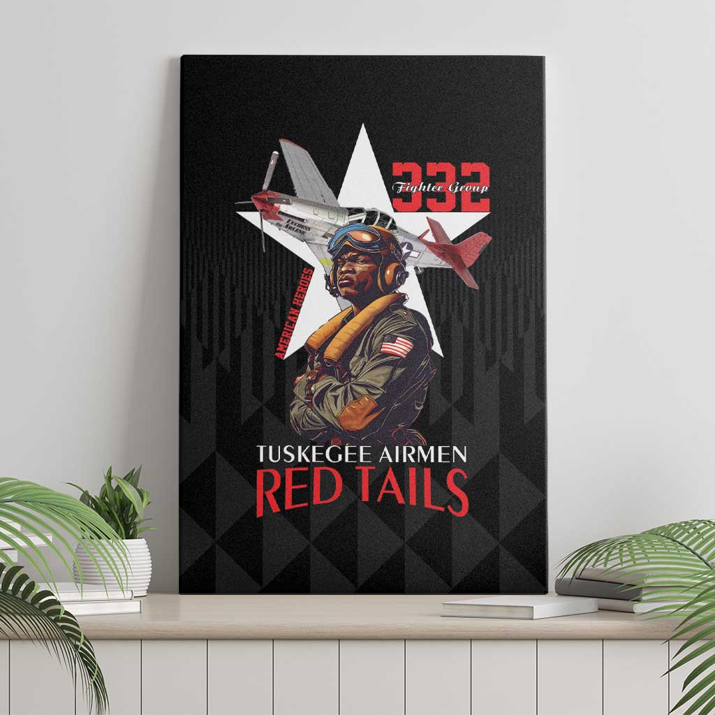 Tuskegee Airmen Red Tails Legacy Canvas Wall Art African American Pilots - Black - African Pride