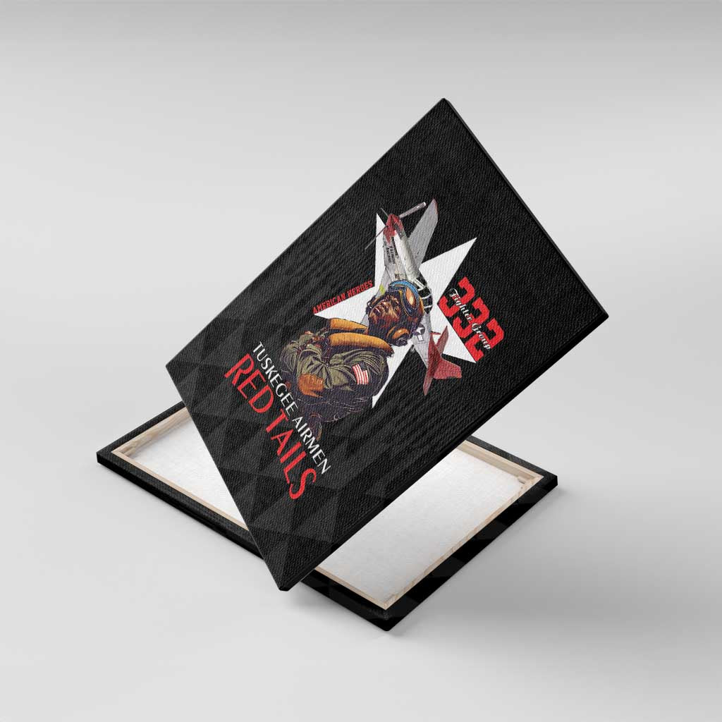Tuskegee Airmen Red Tails Legacy Canvas Wall Art African American Pilots - Black - African Pride