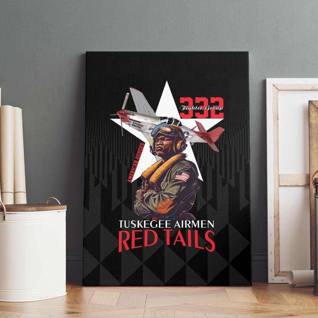 Tuskegee Airmen Red Tails Legacy Canvas Wall Art African American Pilots - Black - African Pride