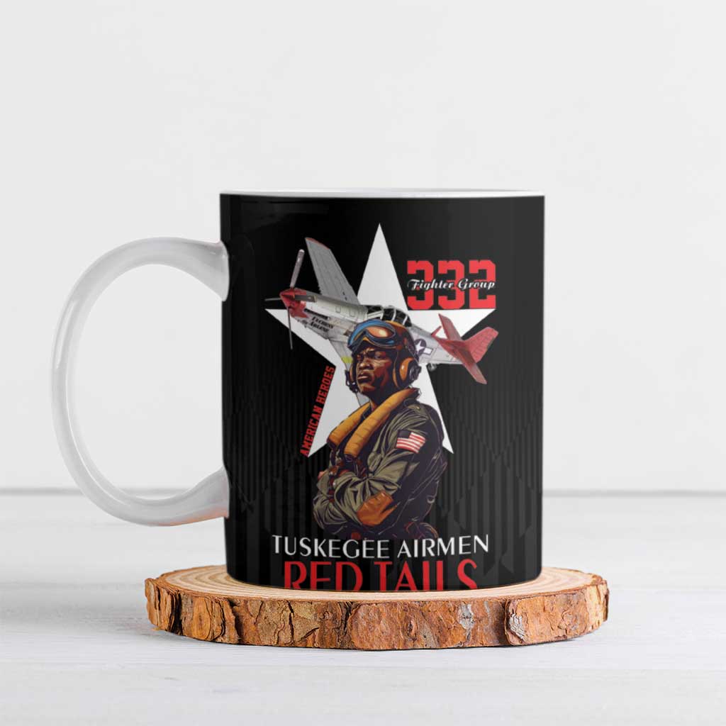 Tuskegee Airmen Red Tails Legacy Ceramic Mug African American Pilots - Black