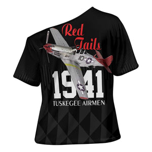 Tuskegee Airmen Red Tails Legacy Cross Shoulder Shirt African American Pilots - Black