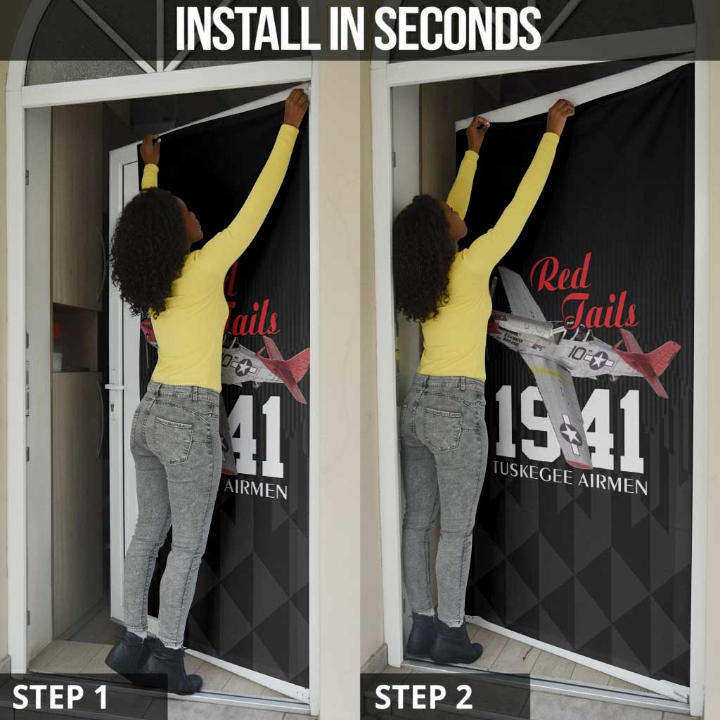 Tuskegee Airmen Red Tails Legacy Door Cover African American Pilots - Black