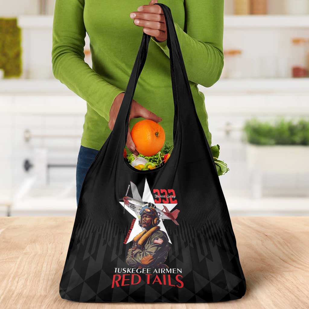 Tuskegee Airmen Red Tails Legacy Grocery Bag African American Pilots - Black - African Pride