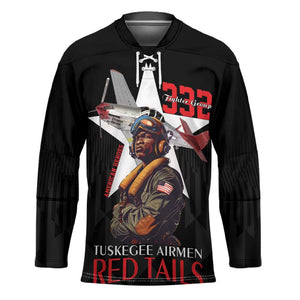 Tuskegee Airmen Red Tails Legacy Hockey Jersey African American Pilots - Black