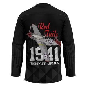 Tuskegee Airmen Red Tails Legacy Hockey Jersey African American Pilots - Black