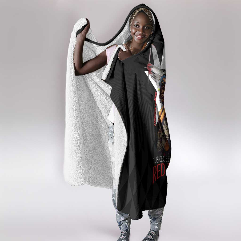 Tuskegee Airmen Red Tails Legacy Hooded Blanket African American Pilots - Black - African Pride