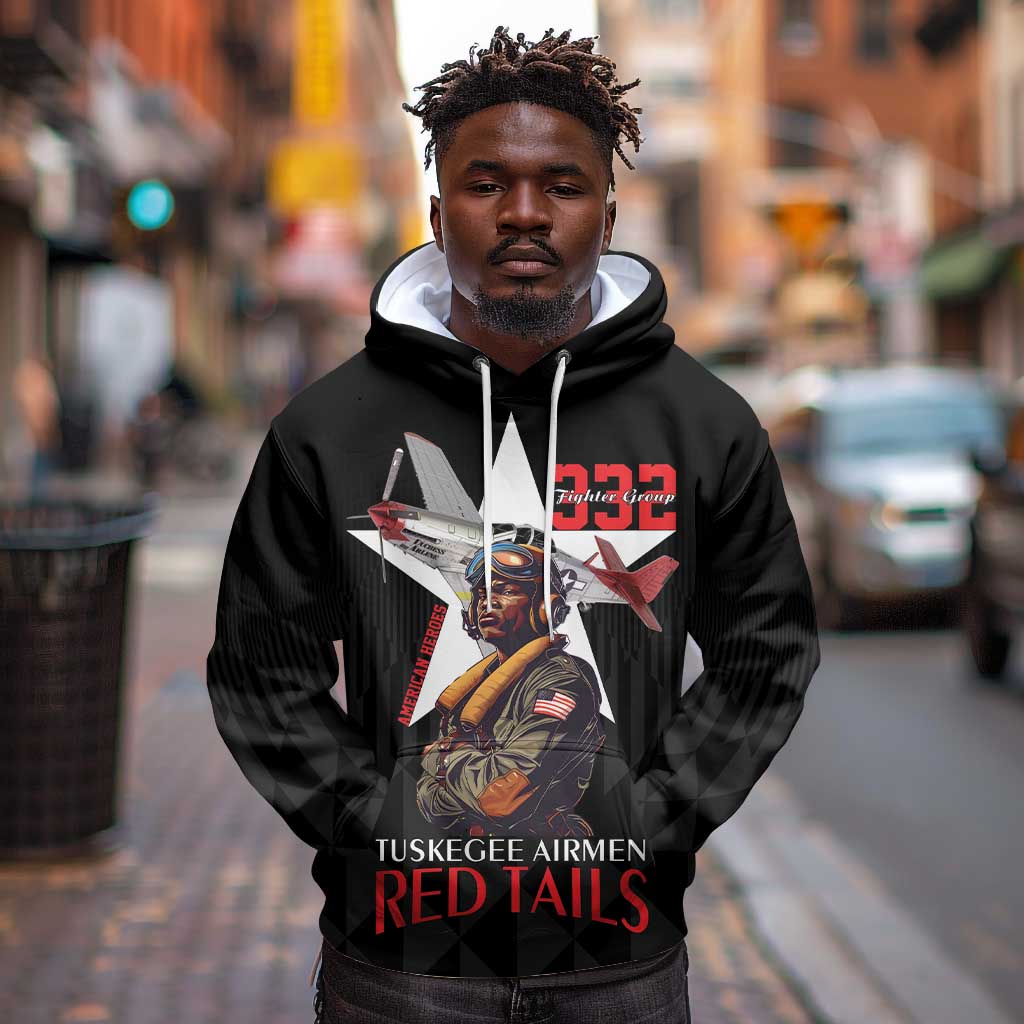 Tuskegee Airmen Red Tails Legacy Hoodie African American Pilots - Black - African Pride
