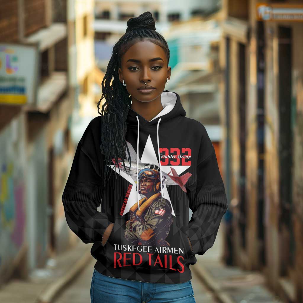 Tuskegee Airmen Red Tails Legacy Hoodie African American Pilots - Black - African Pride