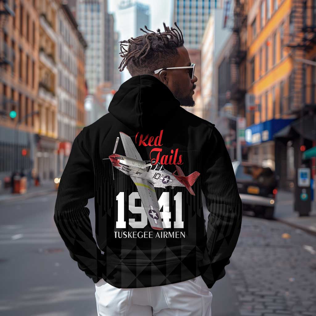 Tuskegee Airmen Red Tails Legacy Hoodie African American Pilots - Black - African Pride