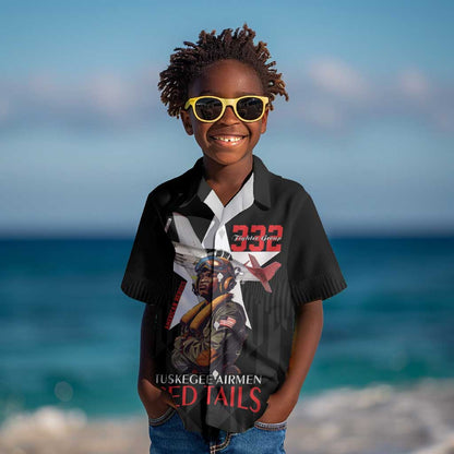 Tuskegee Airmen Red Tails Legacy Kid Hawaiian Shirt African American Pilots - Black - African Pride