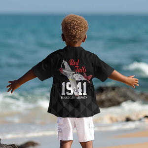 Tuskegee Airmen Red Tails Legacy Kid Hawaiian Shirt African American Pilots - Black - African Pride