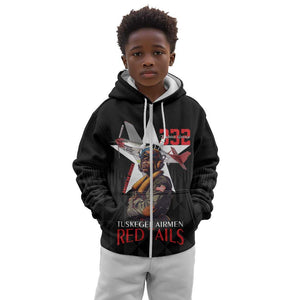 Tuskegee Airmen Red Tails Legacy Kid Hoodie African American Pilots - Black - African Pride