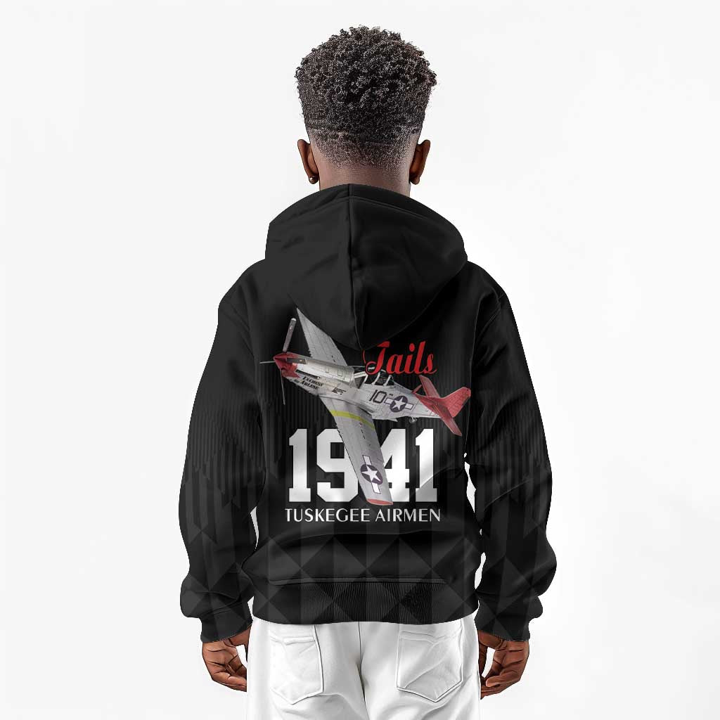 Tuskegee Airmen Red Tails Legacy Kid Hoodie African American Pilots - Black - African Pride